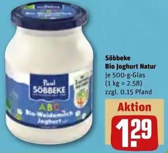 REWE Söbbeke Bio Joghurt Natur 500 g Glas Angebot