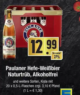 E-Center Paulaner hefe-weißbier naturtrüb,alkoholfrei Angebot