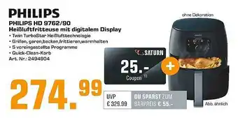 Saturn Philips hd 9762-90 heißluftfritteuse mit digitalem display Angebot