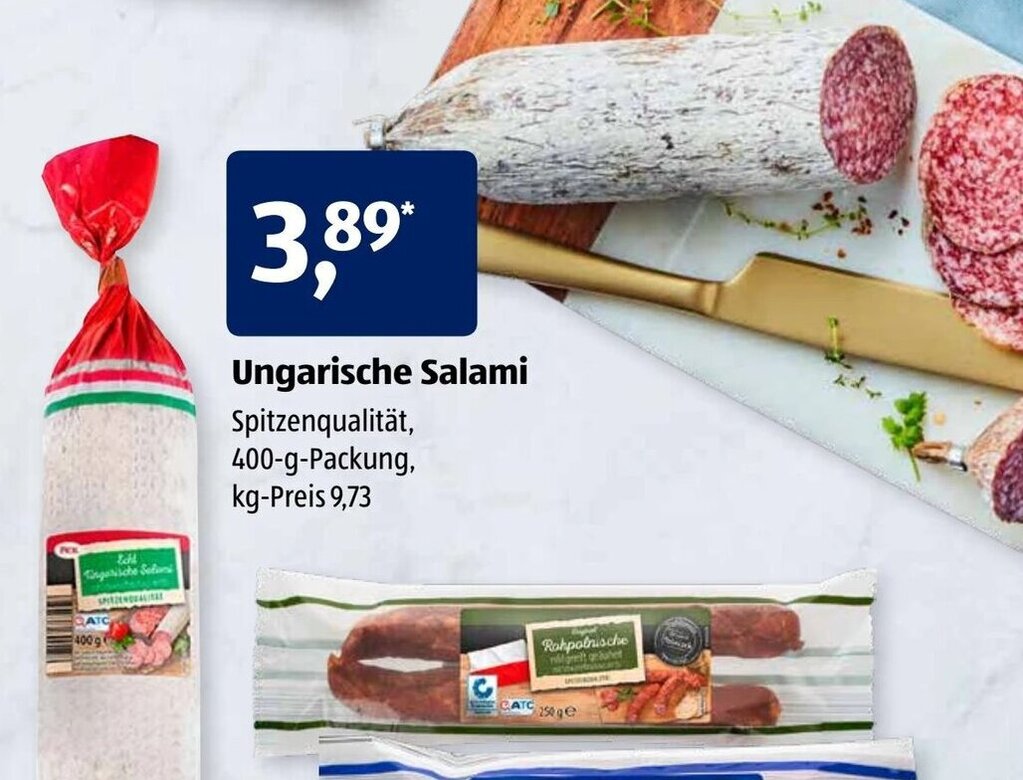 Ungarische Salami 400g Angebot bei Aldi Süd