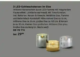 Tchibo 3 led-echtwachskerzen im glas Angebot