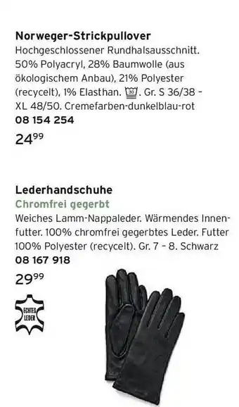 Tchibo Norweger-strickpullver oder lederhandschuhe Angebot