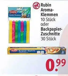 Rossmann Rubin aroma klemmen oder backpapier zuschnitte Angebot