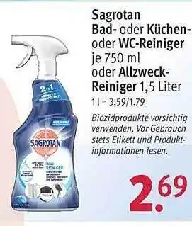 Rossmann Sagrotan bad oder küchen oder wc-reiniger oder allzweckreiniger Angebot