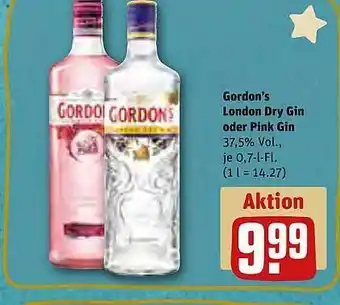 REWE Kaufpark Gordon's london dry gin oder pink gin Angebot