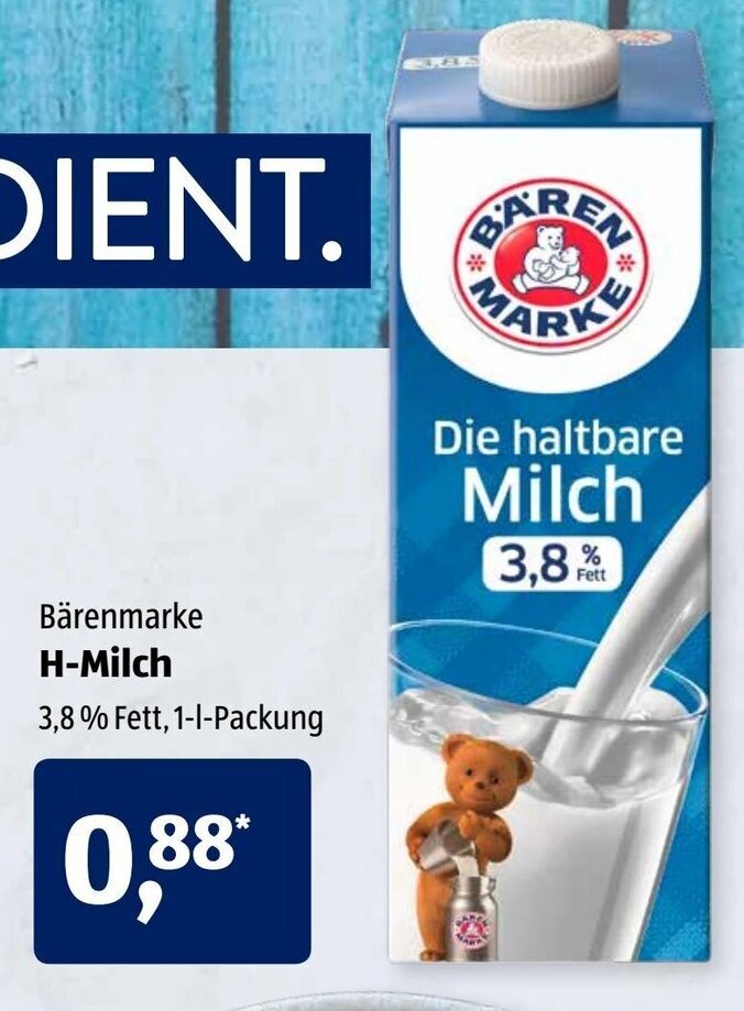 Welche Milch Bei Cholesterin Bärenmarke H-Milch 1L Angebot bei Aldi Süd