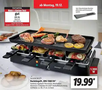 Lidl Silvercrest raclettegrill „srg 1300 d4“ Angebot