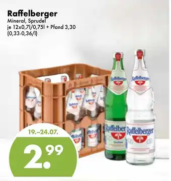 Trink und Spare Raffelberger Mineral, Sprudel 12x0,7L/0,75L Angebot