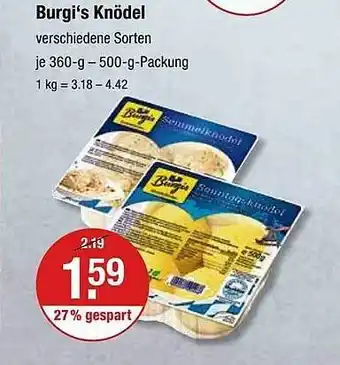 V Markt Burgi's knödel Angebot