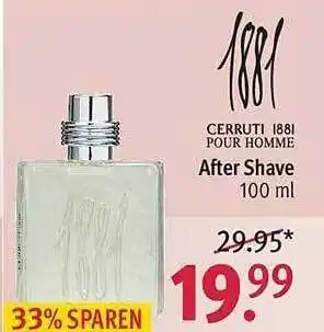 Rossmann 1881 cerruti pour homme after shave Angebot