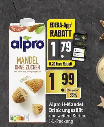 Edeka Alpro h-mandel drink ungesüßt Angebot