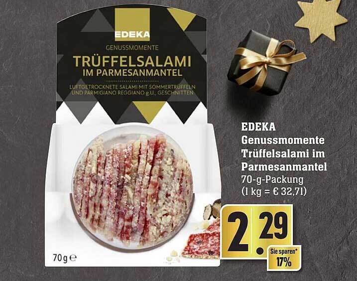 Edeka genussmomente trüffelsalami im parmesanmantel Angebot bei Edeka