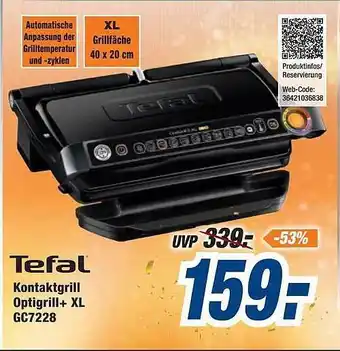 Expert Tefal kontaktgrill optigrill+ xl gc7228 Angebot