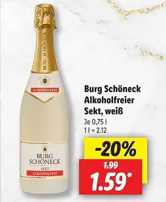 Lidl Burg schöneck alkoholfreier sekt, weiß Angebot