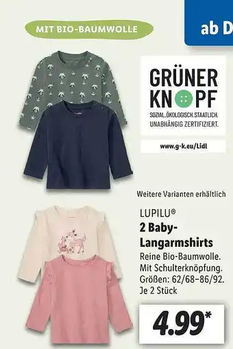 Lidl Lupilu 2 baby-langarmshirts Angebot