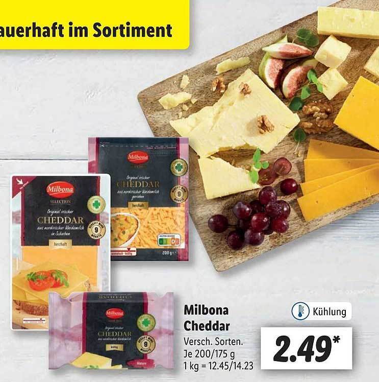 Milbona cheddar Angebot bei Lidl