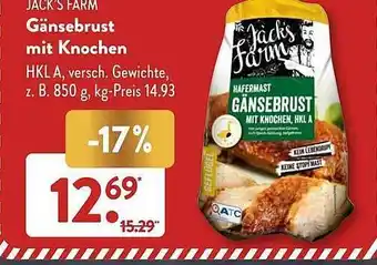 Aldi Süd Jack's farm gänsebrust mit knochen Angebot