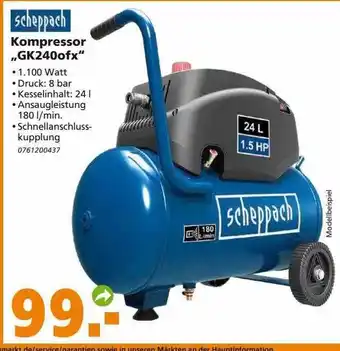 Globus Baumarkt Scheppach kompressor „gk240ofx“ Angebot