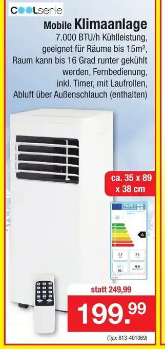 Zimmermann Coolserie Mobile Klimaanlage Angebot