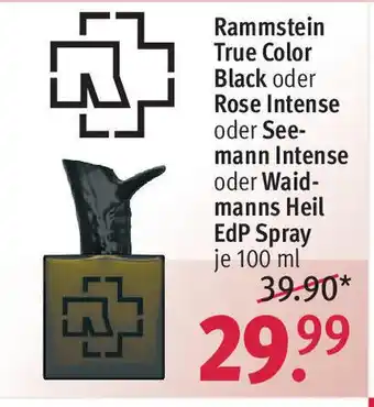 Rossmann Rammstein True Color Black o. Rose Intense o. Seemann Intense o. Waidmanns Heil EdP Spray je 100 ml Angebot