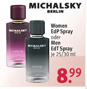 Rossmann Michalsky Berlin Women EdP Spray o. Men EdT Spray 25/30 ml Angebot