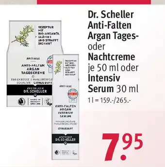 Rossmann Dr.Scheller Anti-Falten Argan Tages o. Nachtcreme 50 ml o. Intensiv Serum 30 ml Angebot