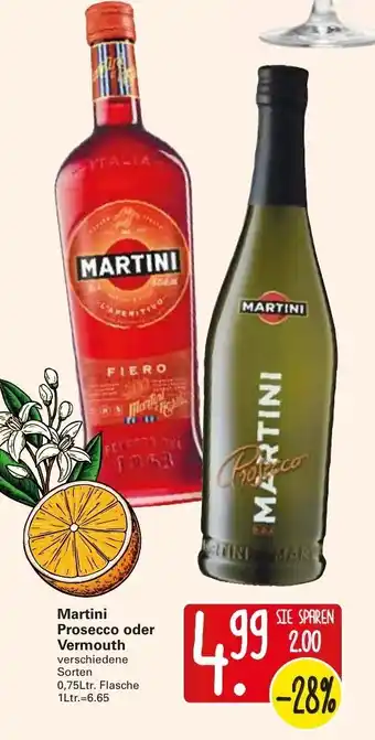 WEZ Martini Prosecco oder Vermouth 0,75L Angebot