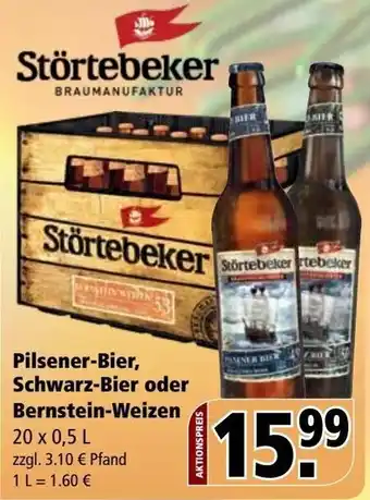 Getränke Rössler Störtebeker Pilsener Bier, Schwarz Bier oder Bernstein Weizen 20x0,5 L Angebot