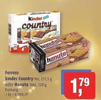 Markant Ferrero kinder country oder hanuta Angebot