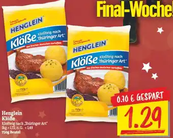 NP Discount Henglein Kloße Kloßteig nach ,,Thüringer Art" 750 g Beutel Angebot