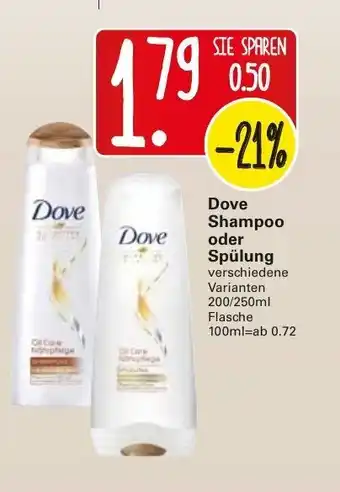 WEZ Dove Shampoo oder Spülung 200-250ml Angebot