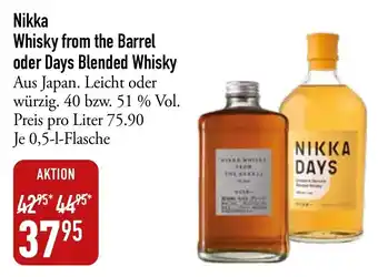 Galeria Markthalle Nikka Whisky from the Barrel oder Days Blended Whisky 0,5 L Flasche Angebot