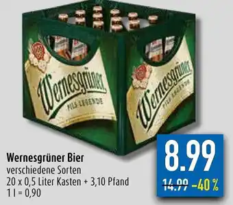 diska Wernesgrüner Bier 20x0,5 Liter Kasten Angebot