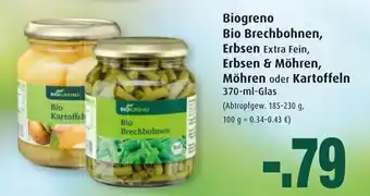 Markant Biogreno Bio Brechbohnen, Erbsen, Erbsen & Möhren, Möhren oder Kartoffeln 370ml Angebot