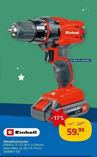 ROLLER Einhell akkubohrschrauber tc-cd 18-2 li Angebot