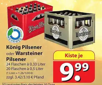 Famila Nord Ost König pilsener oder warsteiner pilsener Angebot