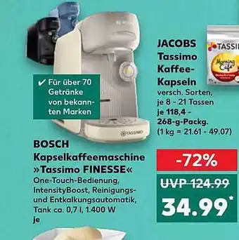 Kaufland Bosch kapselkaffeemaschine „tassimo finesse“ oder jacobs tassimo kaffeekapseln Angebot