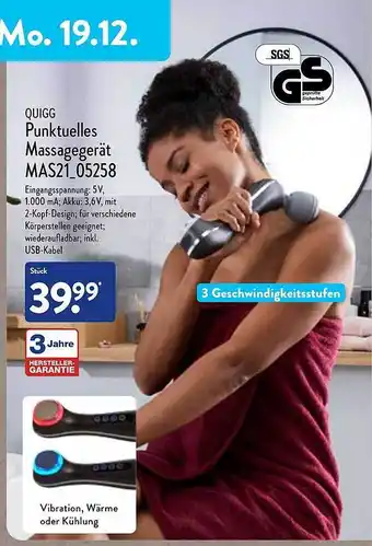 Aldi Nord Quigg punktuelles massagegerät mas21-05258 Angebot