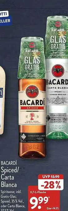 Aldi Nord Bacardí spiced oder carta blanca Angebot