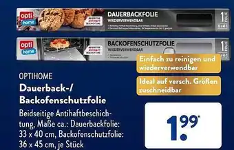 Aldi Süd Optihome dauerback- backofenschutzfolie Angebot