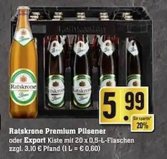 Scheck-in-Center Ratskrone premium pilsener oder export Angebot