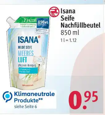 Rossmann Isana Seife Nachfullbeutel 850 ml Angebot