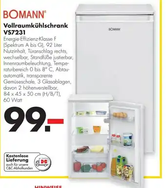 Handelshof Bomann Vollraumkühlschrank VS7231 Angebot