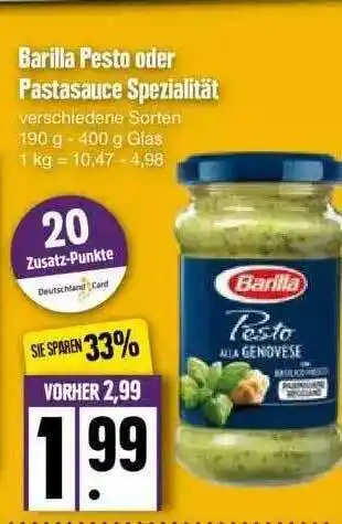 Edeka Barilla Pesto Oder Pastasauce Spezialität 190-400g Glas Angebot