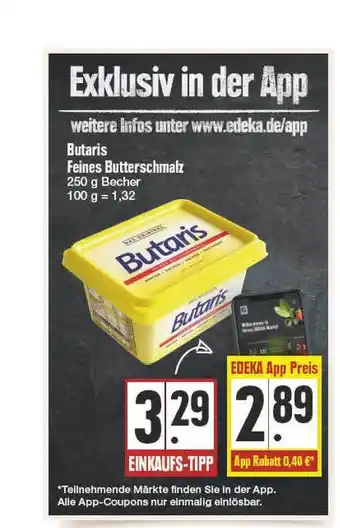 E Reichelt Butaris Feines Butterschmalz 250g Angebot