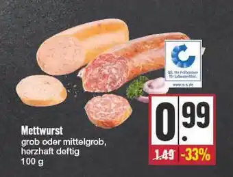 E Reichelt Mettwurst 100g Angebot