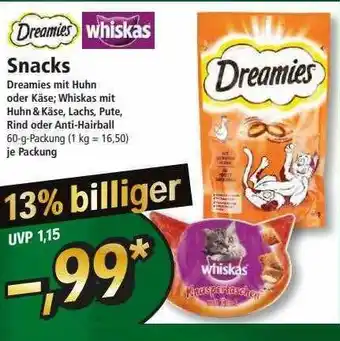 Norma Dreamies & whiskas snacks Angebot