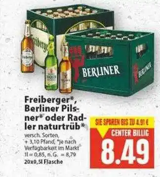 E-Center Freiberger berliner pilsner oder radler naturtrüb Angebot