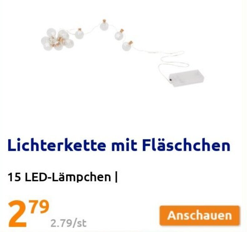 Lichterkette mit Fläschchen 15 LED Lämpchen Angebot bei Action