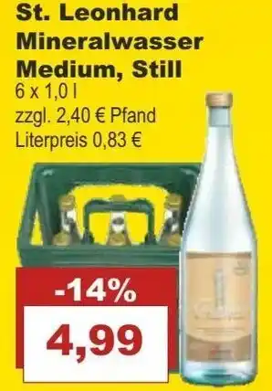 Bilgro St. Leonhard Mineralwasser Medium, Still 6x1L Angebot